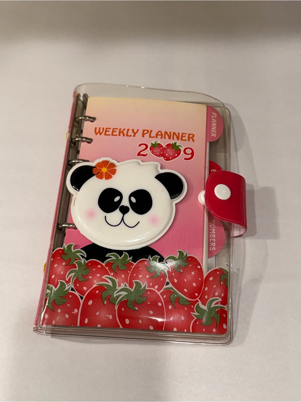 Pink Panda Weekly Planner with Strawberry Design vintage
